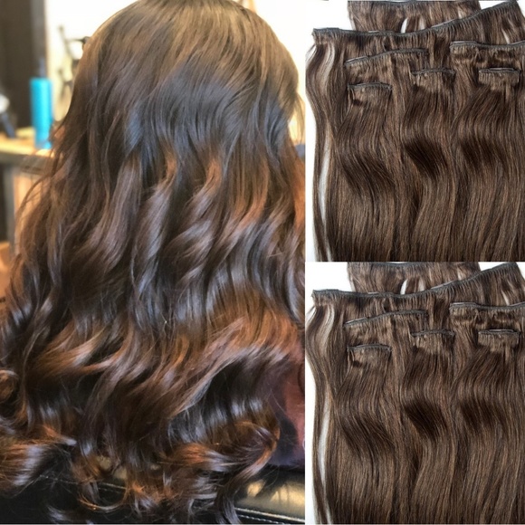 Hair Faux You Accessories 22 Inches 7pcs Clip In Human Hair